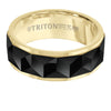 Triton Bevel Edge Faceted Chevron Center Wedding Band