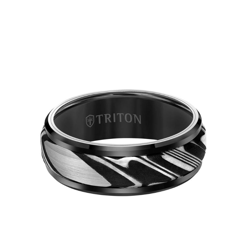 Triton Brush Finish Flat Edge Contemporary Wedding Band