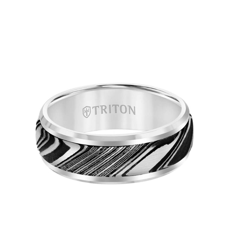 Triton Brush Finish Flat Edge Contemporary Wedding Band