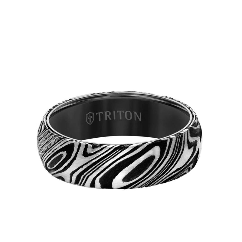 Triton Brush Finish Round Edge Contemporary Wedding Band