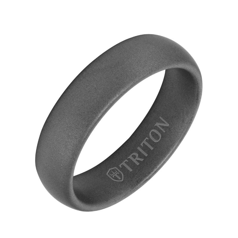 Triton Sandblast Finish Roll Edge Classic Wedding Band