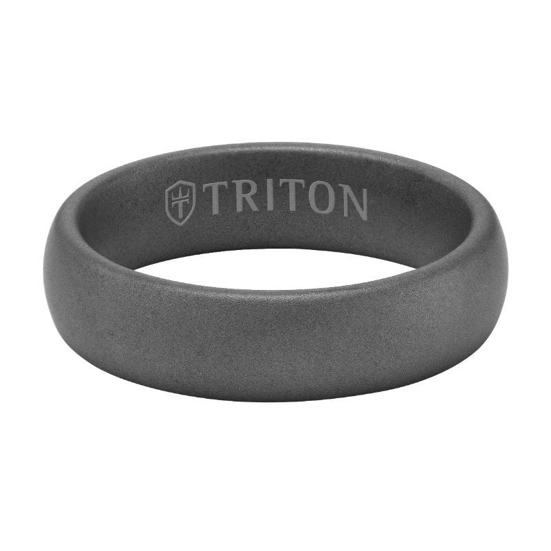 Triton Sandblast Finish Roll Edge Classic Wedding Band