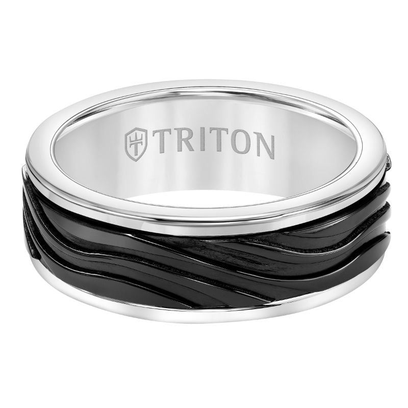 Triton Round Edge Black Titanium Insert Wedding Band