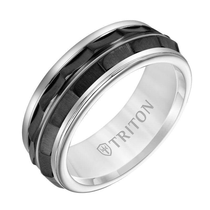 Triton Round Edge Black Titanium Insert Wedding Band