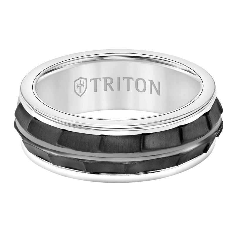 Triton Round Edge Black Titanium Insert Wedding Band