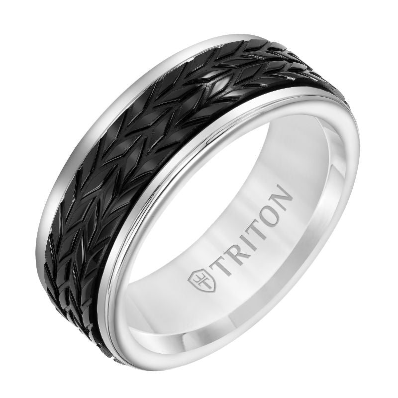 Triton Round Edge Black Titanium Insert Wedding Band