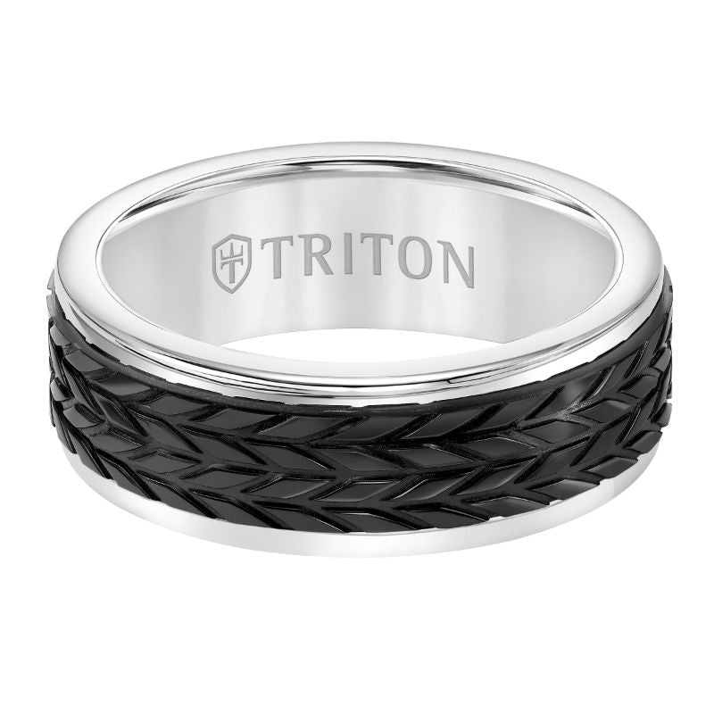 Triton Round Edge Black Titanium Insert Wedding Band