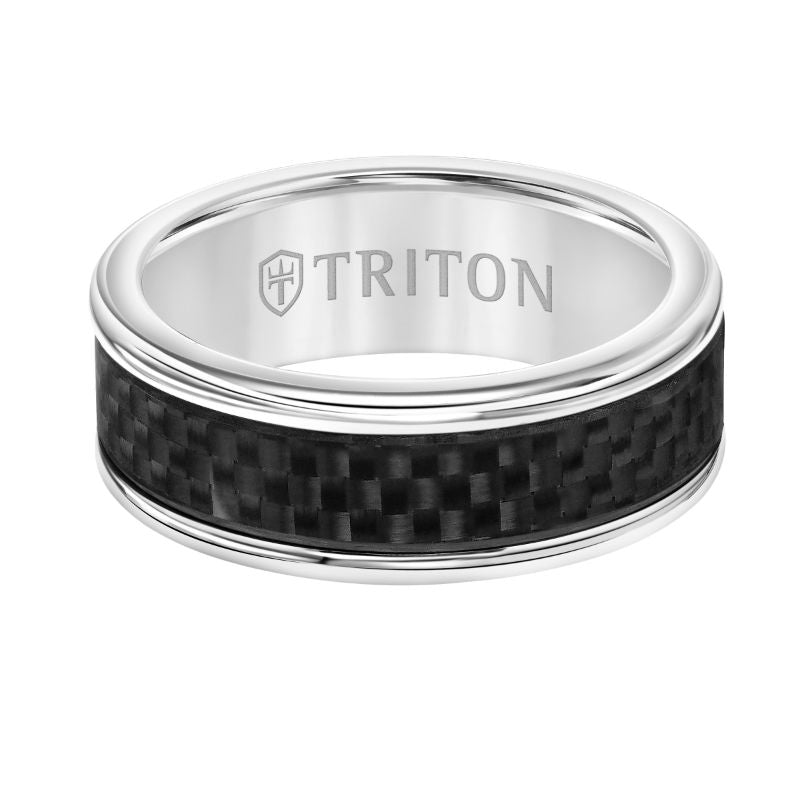 Triton Round Edge Carbon Fiber Insert Wedding Band