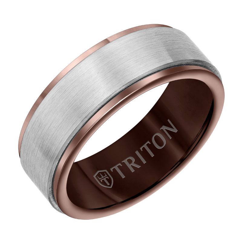 Triton Brush Finish Step Edge Contemporary Wedding Band