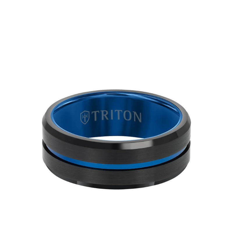 Triton Brush Finish Step Edge Contemporary Wedding Band