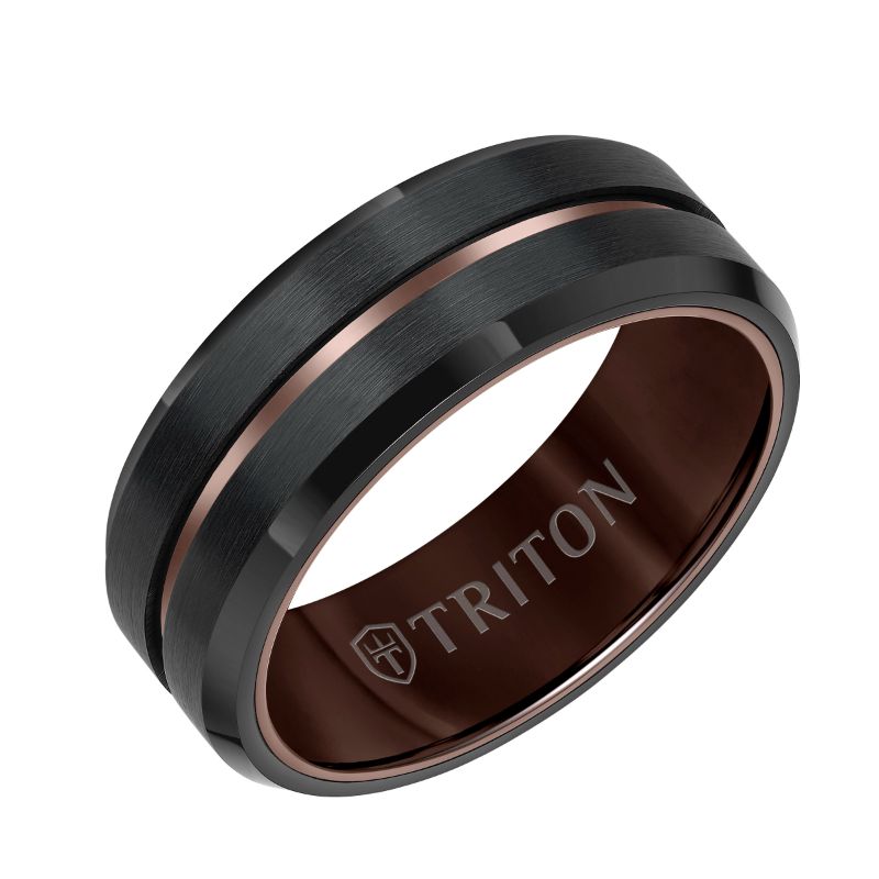 Triton Brush Finish Step Edge Contemporary Wedding Band