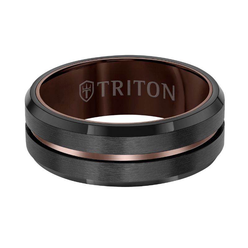 Triton Brush Finish Step Edge Contemporary Wedding Band