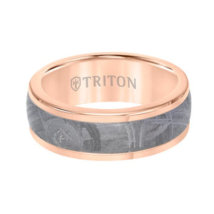 Triton Round Edge Meteorite Insert Wedding Band