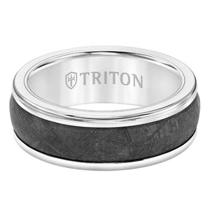 Triton Round Edge Meteorite Insert Wedding Band