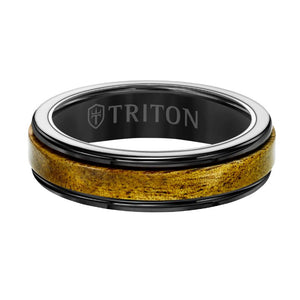 Triton Round Edge Wood Insert Contemporary Wedding Band
