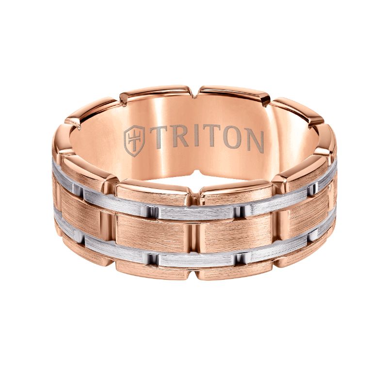 Triton Satin Finish Steel Edge Contemporary Wedding Band