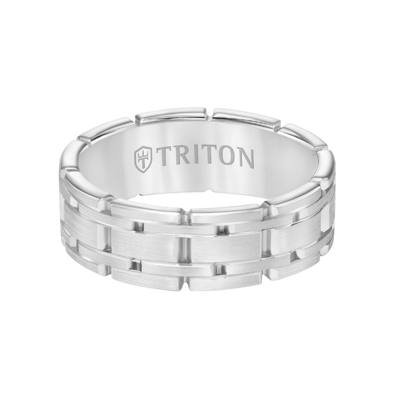 Triton Satin Finish Steel Edge Contemporary Wedding Band