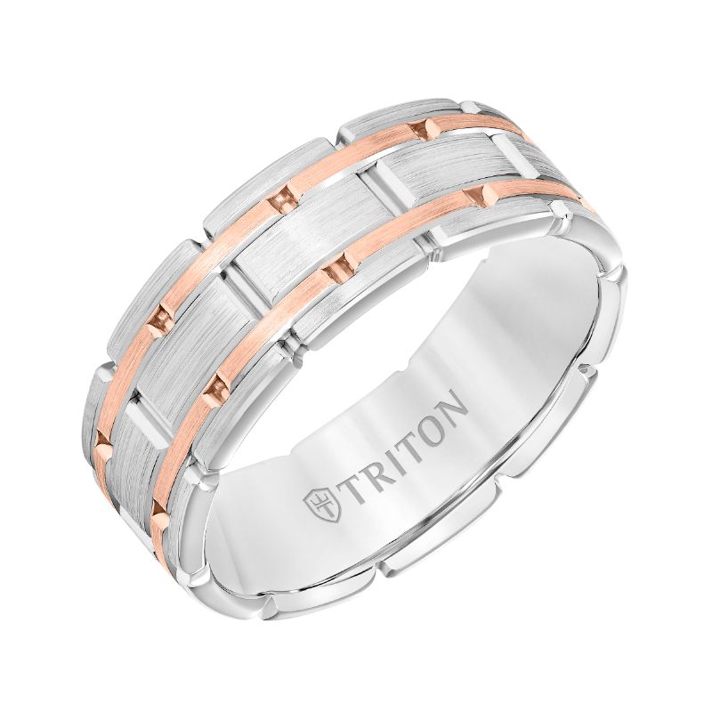 Triton Satin Finish Steel Edge Contemporary Wedding Band