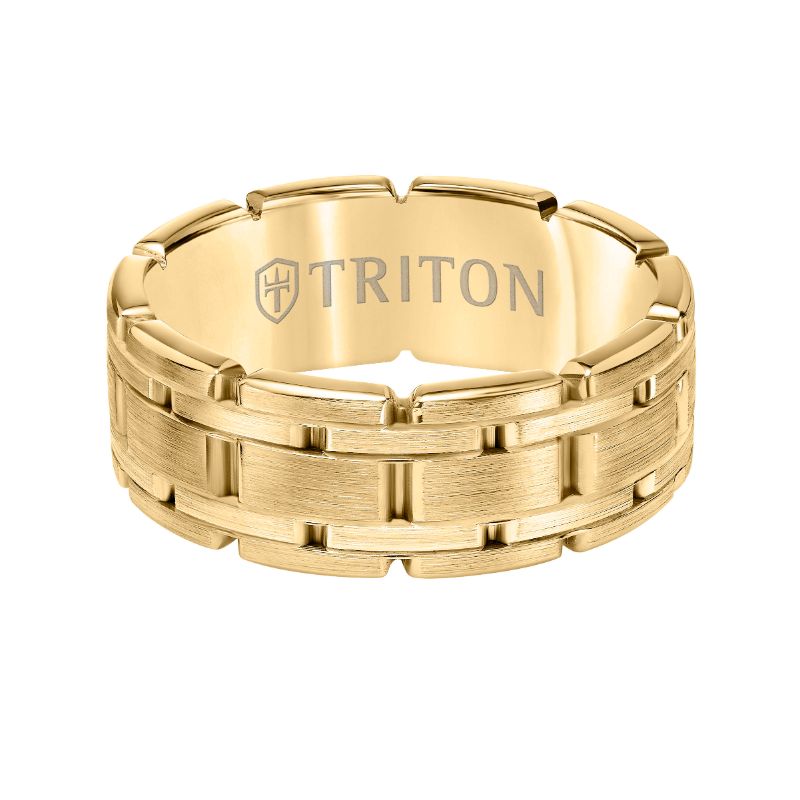 Triton Satin Finish Steel Edge Contemporary Wedding Band