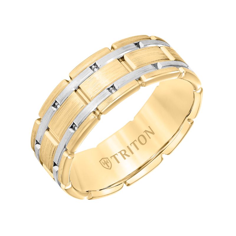 Triton Satin Finish Steel Edge Contemporary Wedding Band