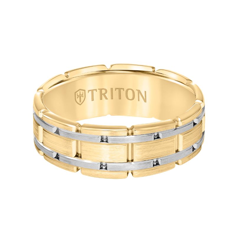 Triton Satin Finish Steel Edge Contemporary Wedding Band