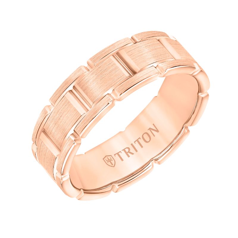 Triton Satin Finish Steel Edge Contemporary Wedding Band