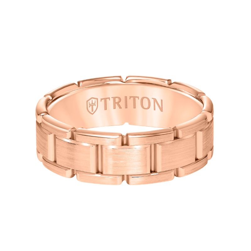 Triton Satin Finish Steel Edge Contemporary Wedding Band