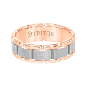 Triton Satin Finish Steel Edge Contemporary Wedding Band
