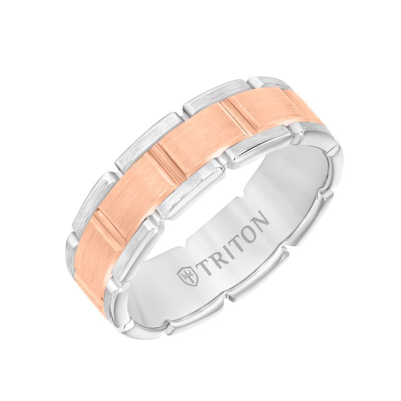 Triton Satin Finish Steel Edge Contemporary Wedding Band