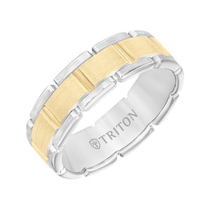 Triton Satin Finish Steel Edge Contemporary Wedding Band