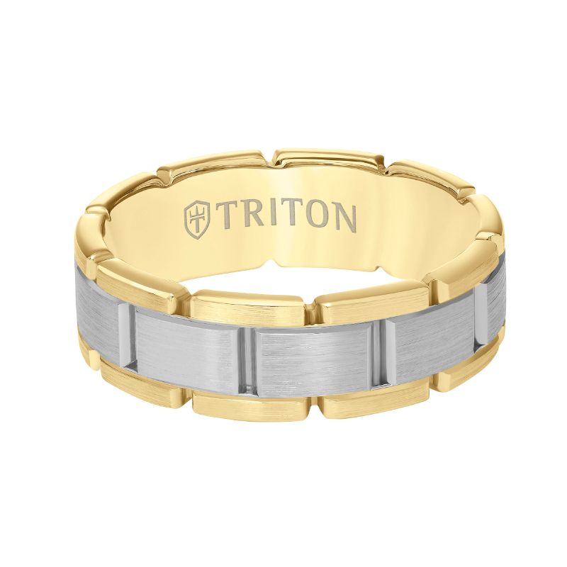 Triton Satin Finish Steel Edge Contemporary Wedding Band