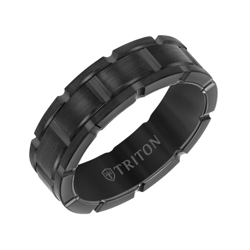 Triton Flat Edge Contemporary Wedding Band