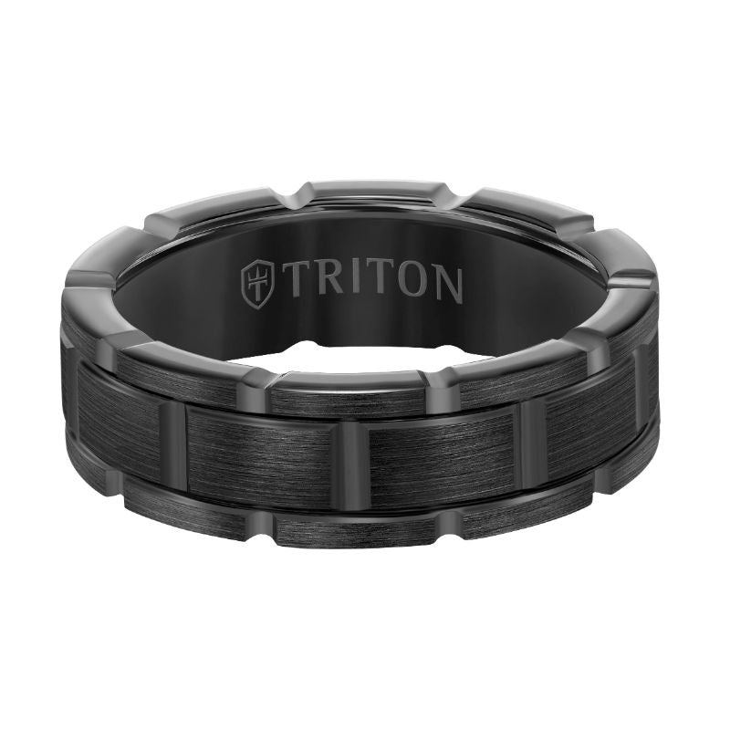 Triton Flat Edge Contemporary Wedding Band