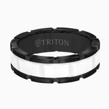 Triton Flat Edge Ceramic Insert Contemporary Wedding Band