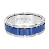 Triton Flat Edge Ceramic Insert Contemporary Wedding Band