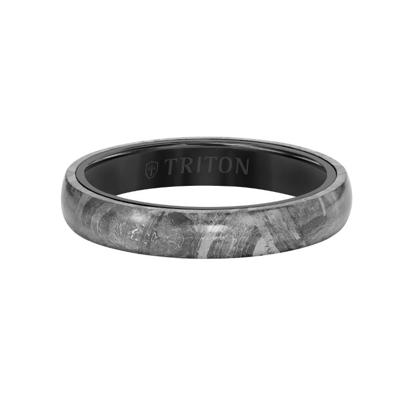 Triton Flat Edge Meteorite Top Contemporary Wedding Band