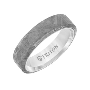 Triton Bevel Edge Meteorite Top Contemporary Wedding Band