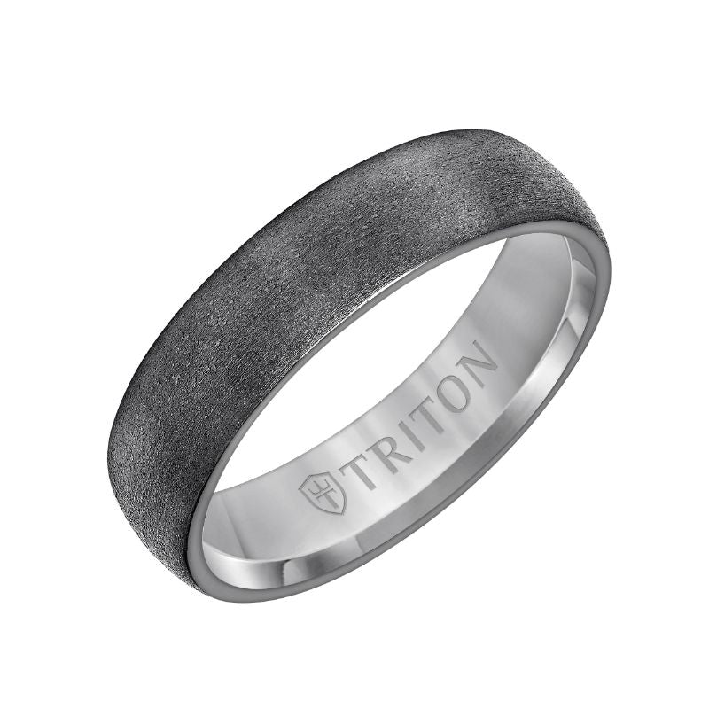 Triton Brush Finish Flat Edge Contemporary Wedding Band