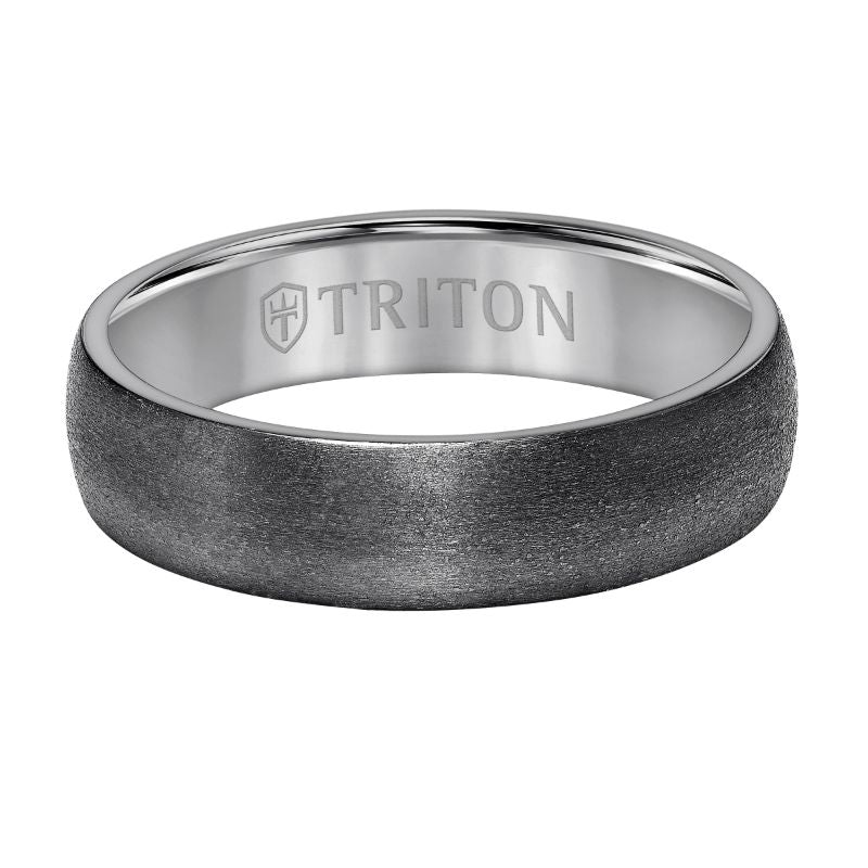Triton Brush Finish Flat Edge Contemporary Wedding Band