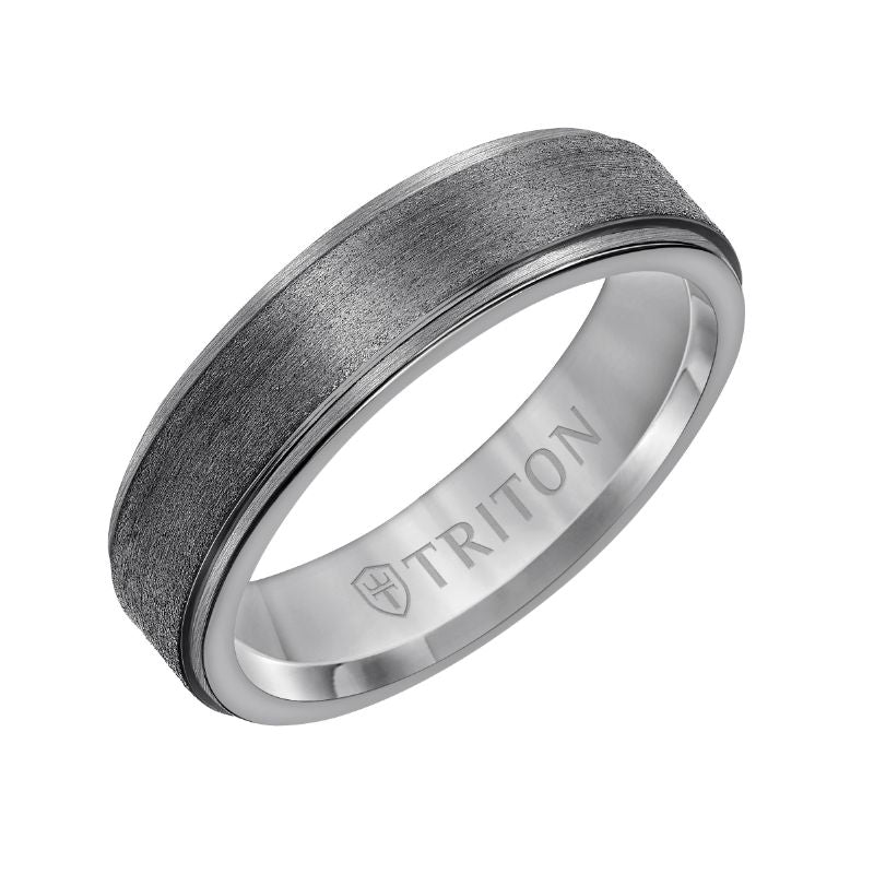 Triton Satin Finish Step Edge Contemporary Wedding Band