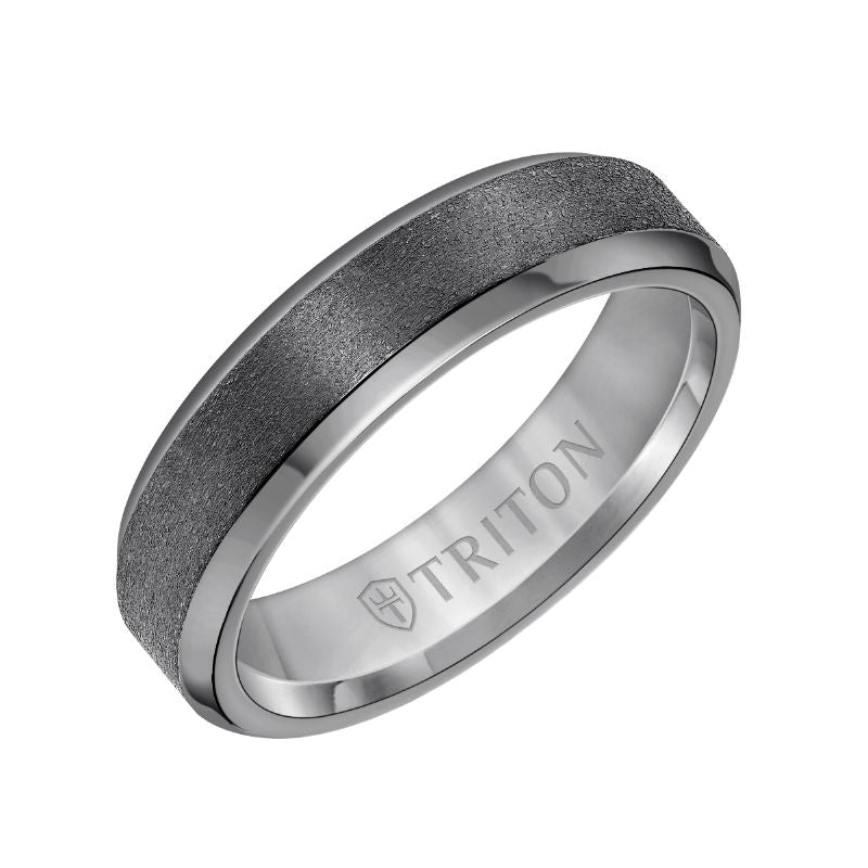 Triton Satin Finish Bevel Edge Contemporary Wedding Band