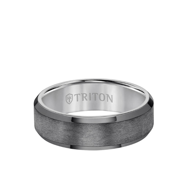 Triton Satin Finish Bevel Edge Contemporary Wedding Band