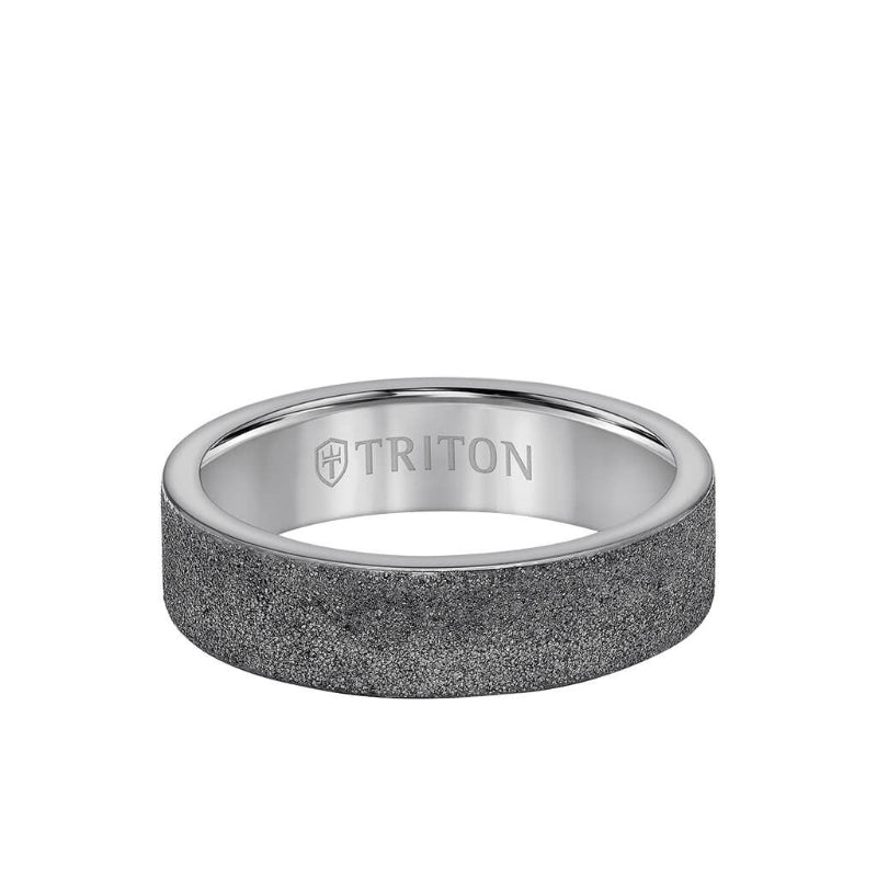 Triton Sandblast Finish Flat Edge Wedding Band