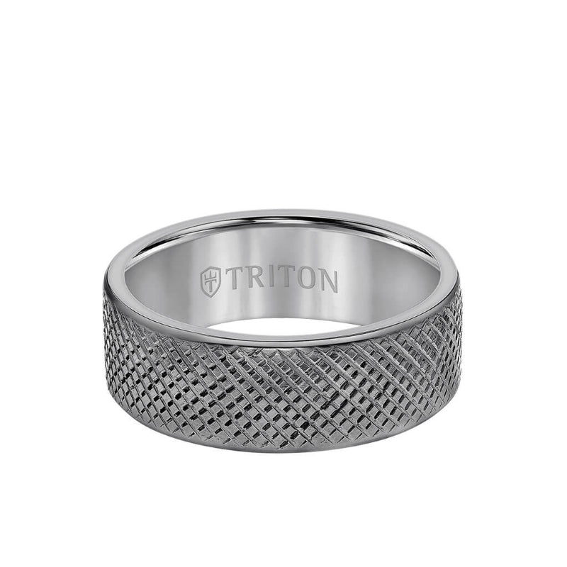 Triton Florentine Finish Round Edge Wedding Band