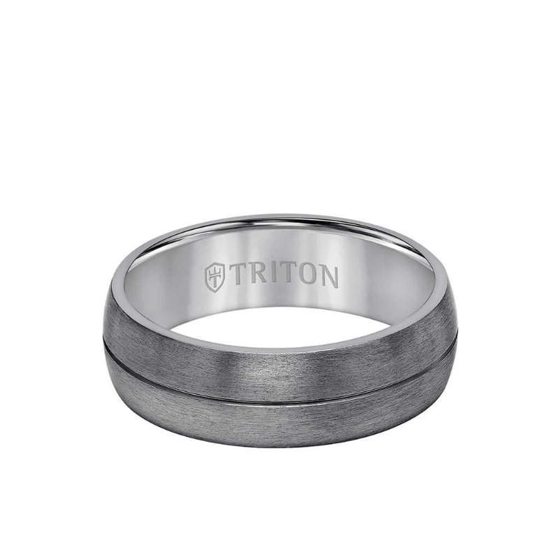 Triton Crystaline Finish Flat Edge Wedding Band