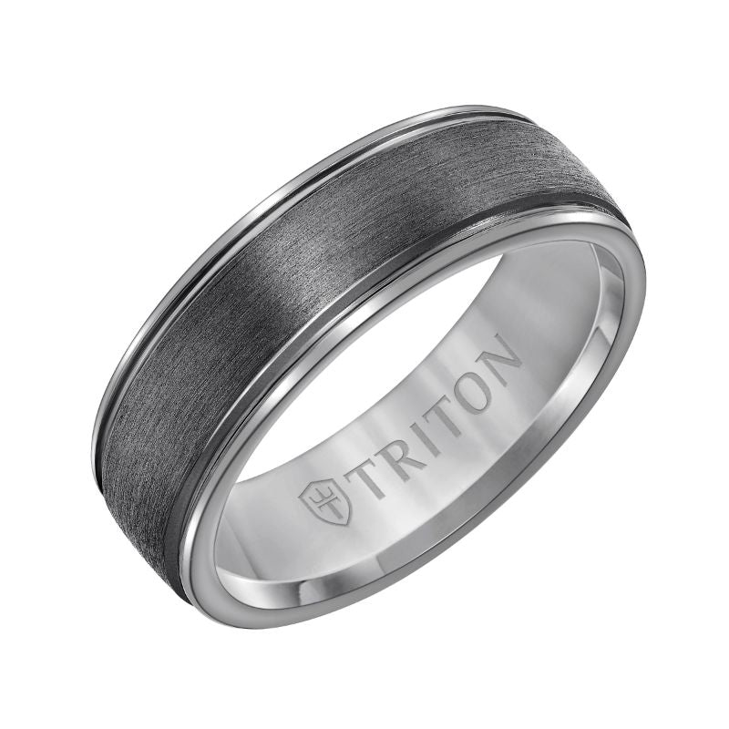 Triton Crystaline Finish Flat Edge Wedding Band