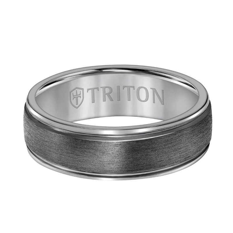 Triton Crystaline Finish Flat Edge Wedding Band