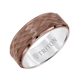 Triton Hammered Finish Flat Edge Wedding Band