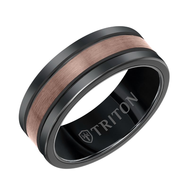 Triton Brush Finish Flat Edge Contemporary Wedding Band