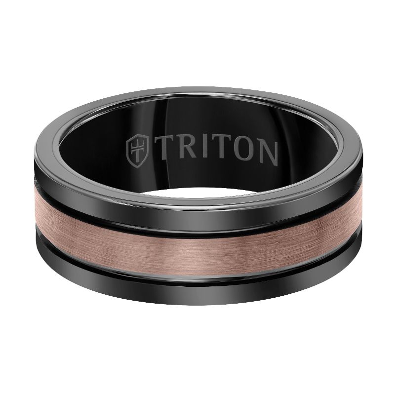 Triton Brush Finish Flat Edge Contemporary Wedding Band